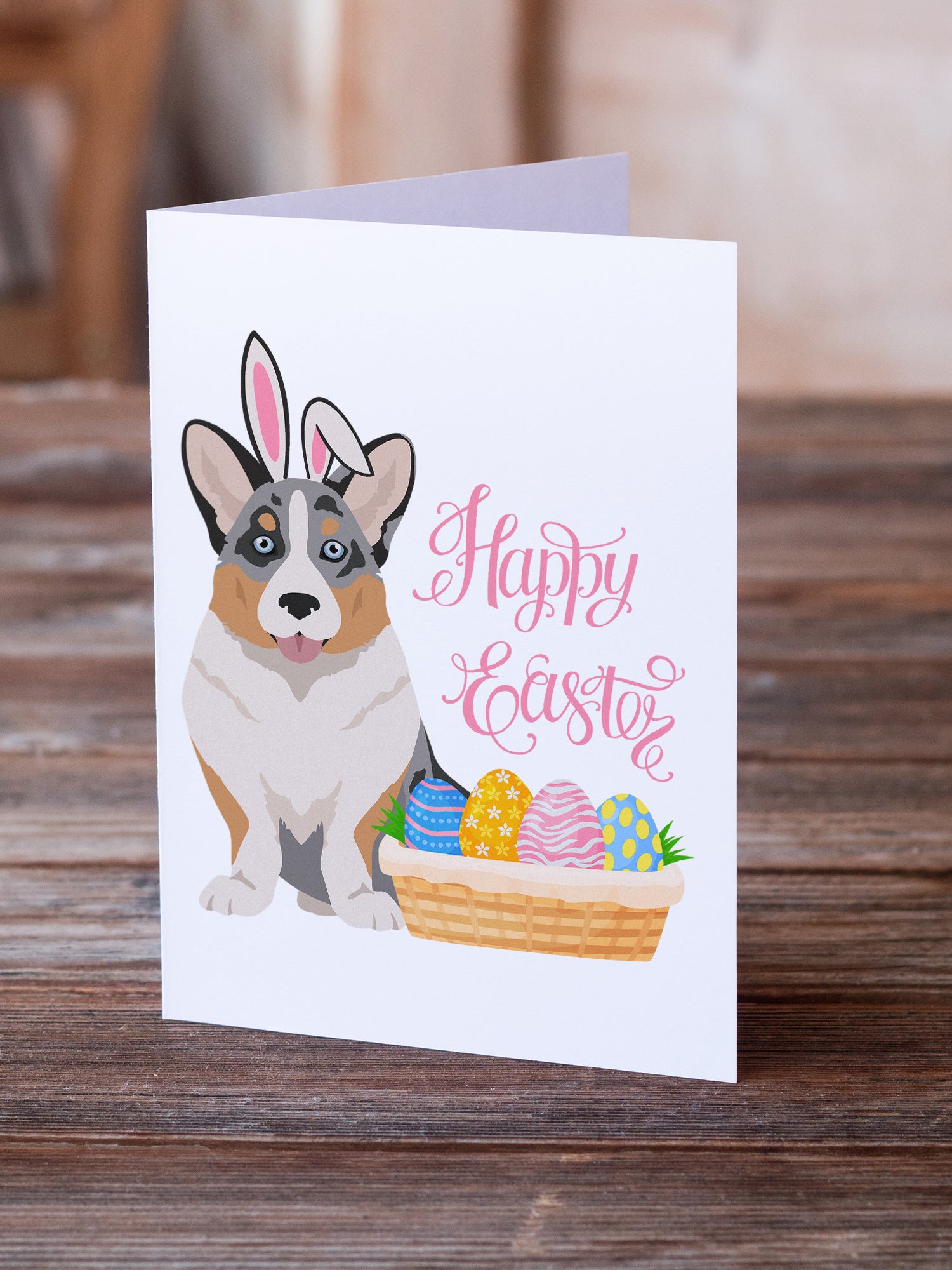 Buy this Blue Merle Cardigan Corgi Easter Greeting Cards and Envelopes Pack of 8