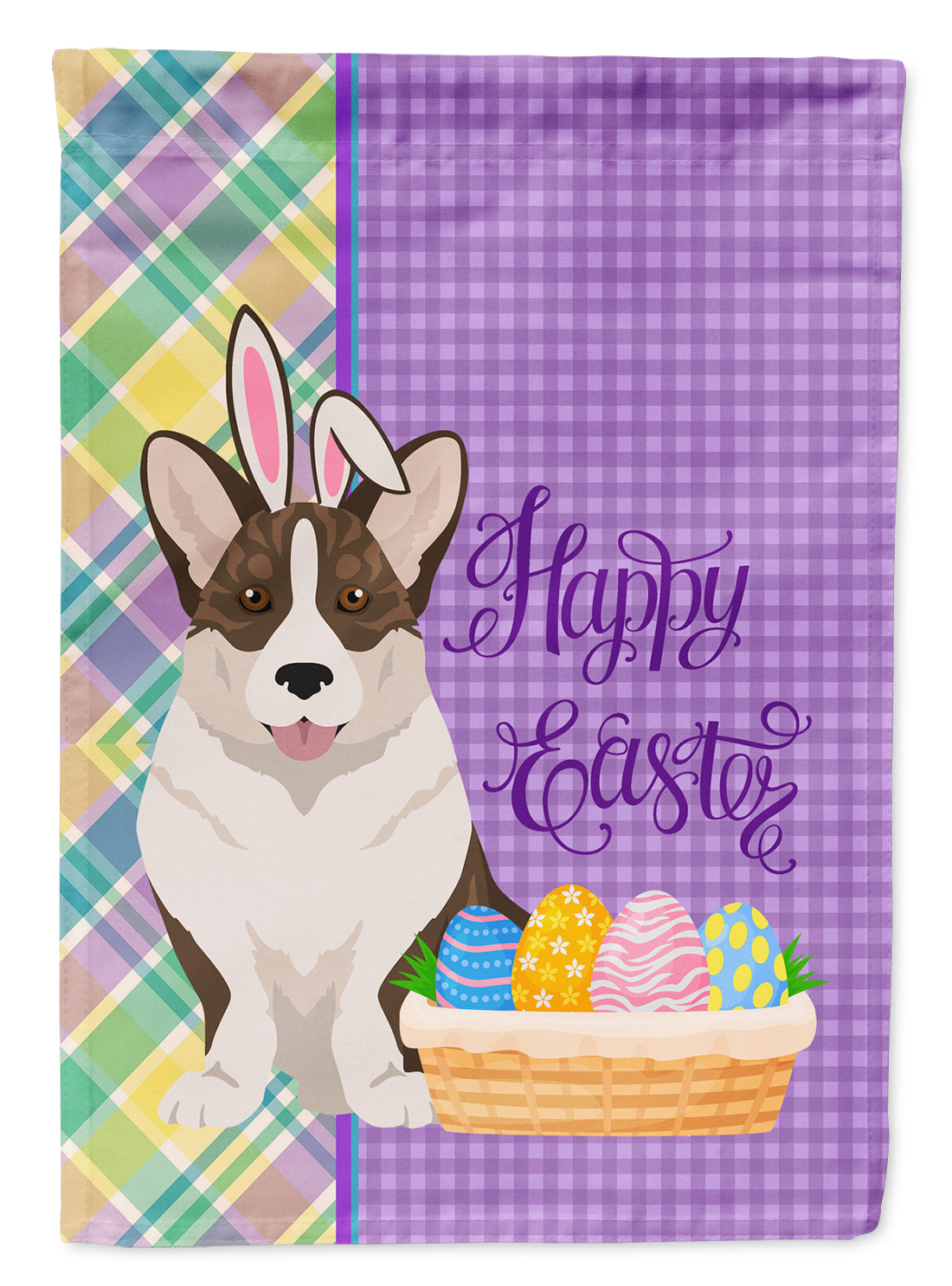 Brindle Cardigan Corgi Easter Flag Garden Size  the-store.com.