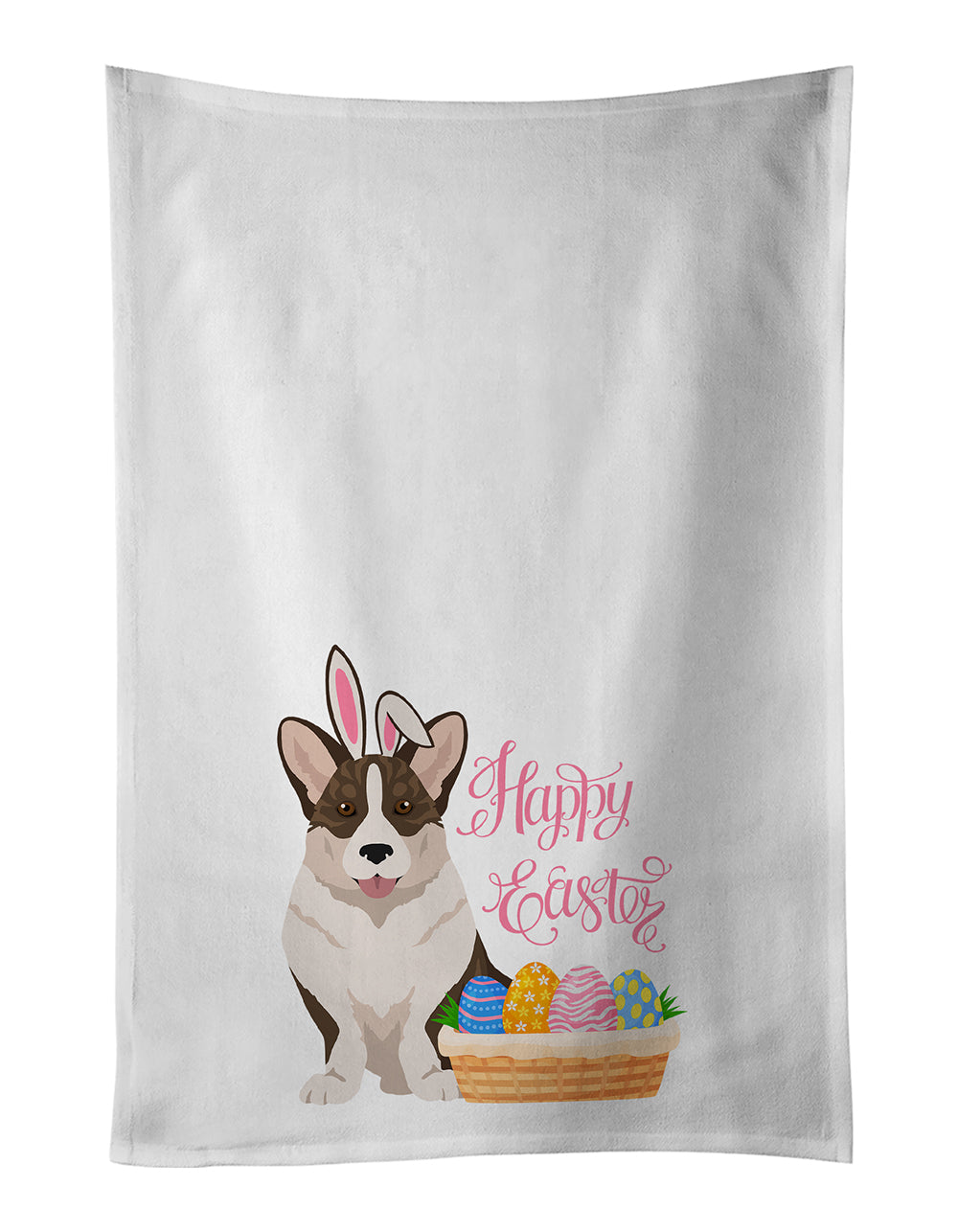 Buy this Brindle Cardigan Corgi Easter White Kitchen Towel Set of 2 Dish Towels