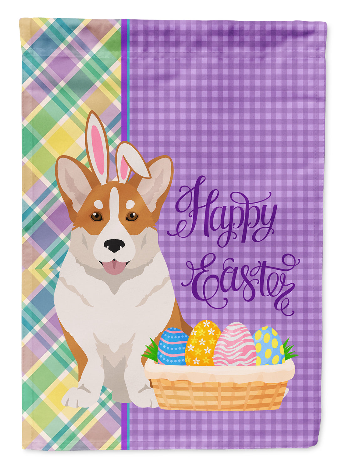 Red Cardigan Corgi Easter Flag Garden Size  the-store.com.