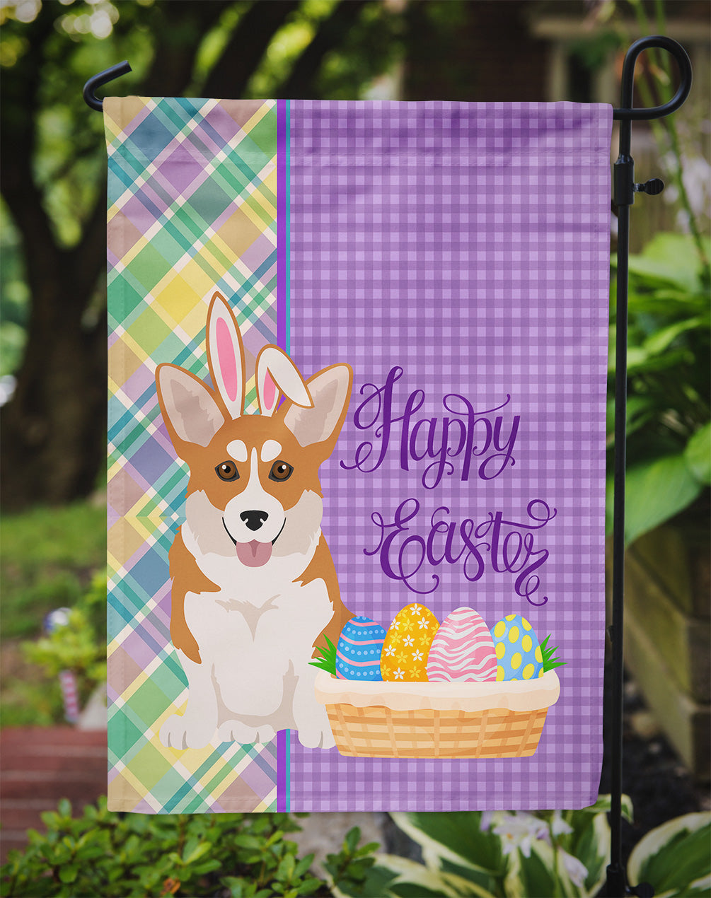 Red Pembroke Corgi Easter Flag Garden Size  the-store.com.