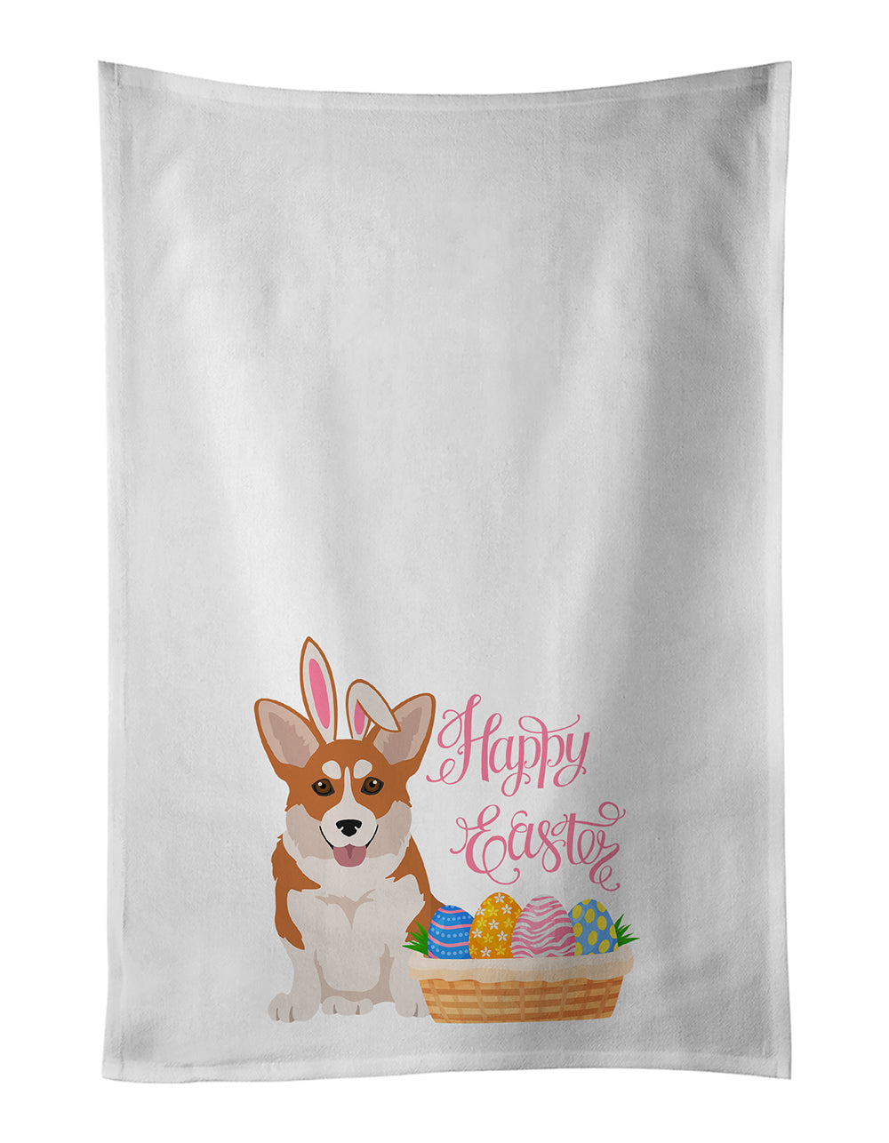 Buy this Red Pembroke Corgi Easter White Kitchen Towel Set of 2 Dish Towels