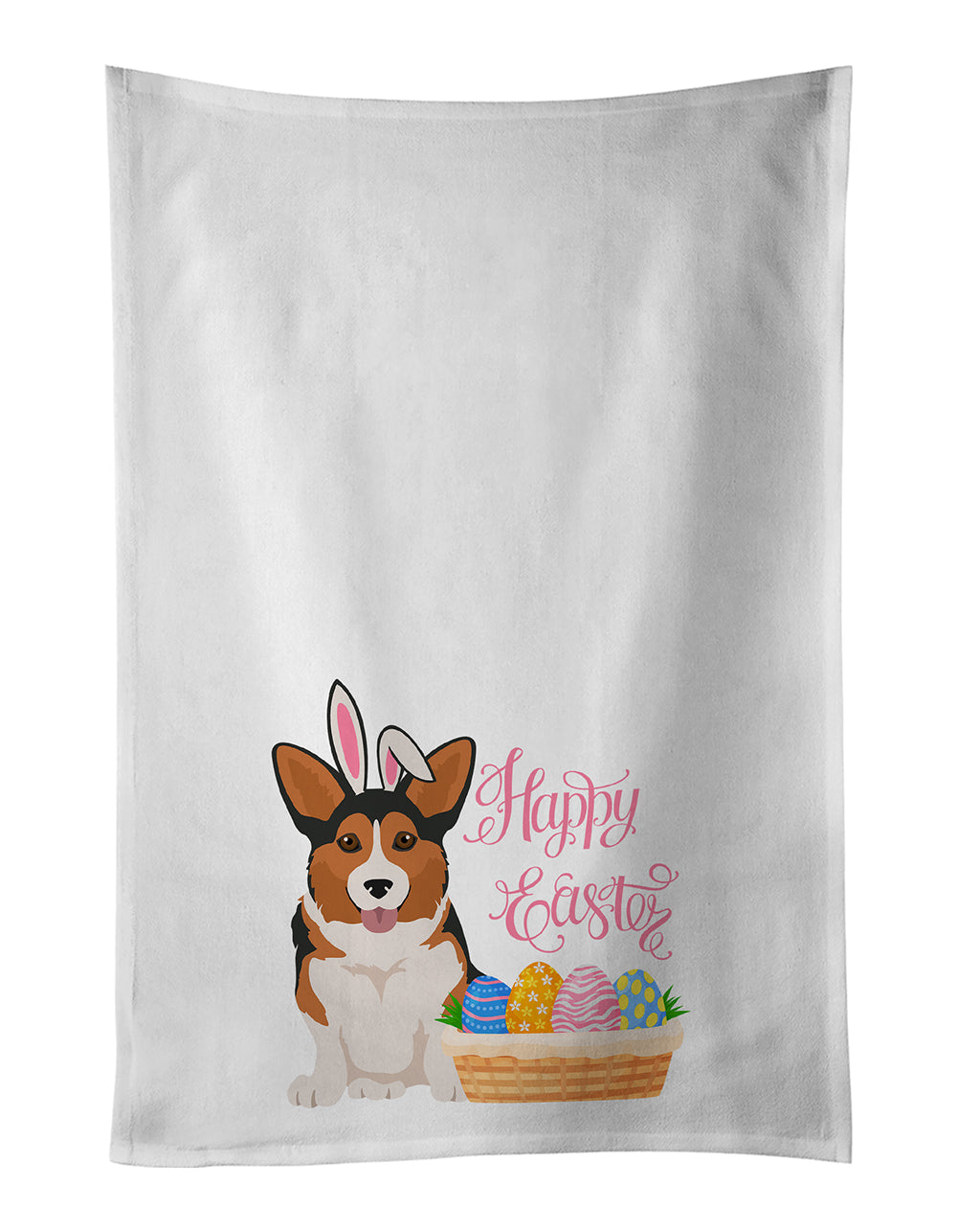 Buy this Sable Pembroke Corgi Easter White Kitchen Towel Set of 2 Dish Towels