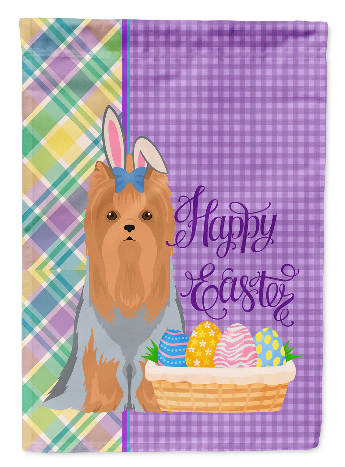 Blue and Tan Full Coat Yorkshire Terrier Easter Flag Garden Size  the-store.com.