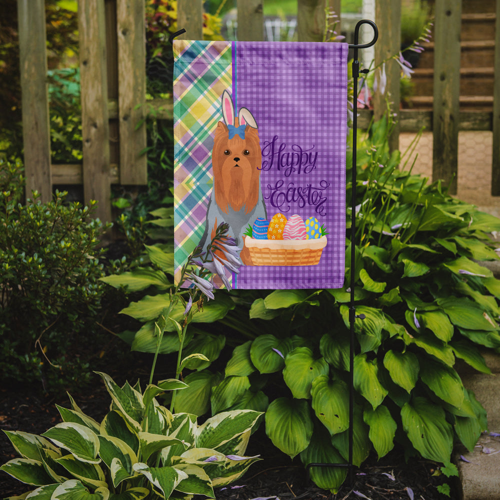 Blue and Tan Full Coat Yorkshire Terrier Easter Flag Garden Size  the-store.com.