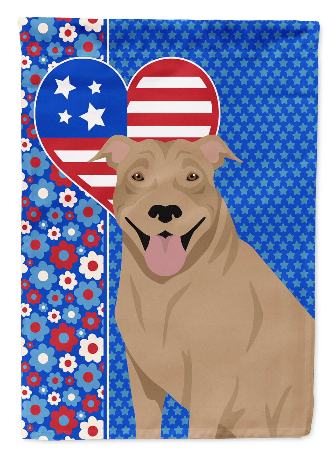 Fawn Pit Bull Terrier USA American Flag Garden Size  the-store.com.