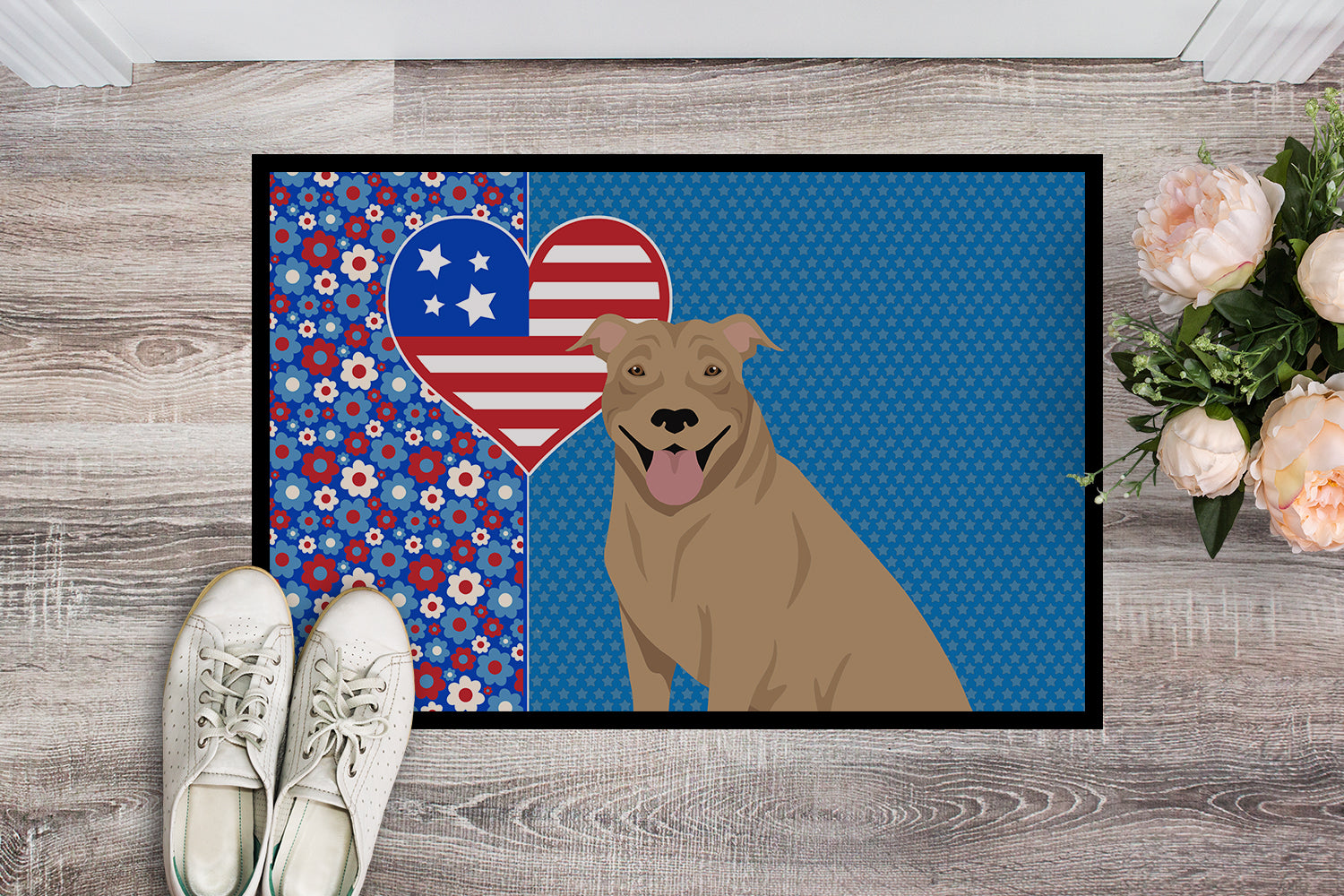 Fawn Pit Bull Terrier USA American Indoor or Outdoor Mat 24x36 - the-store.com