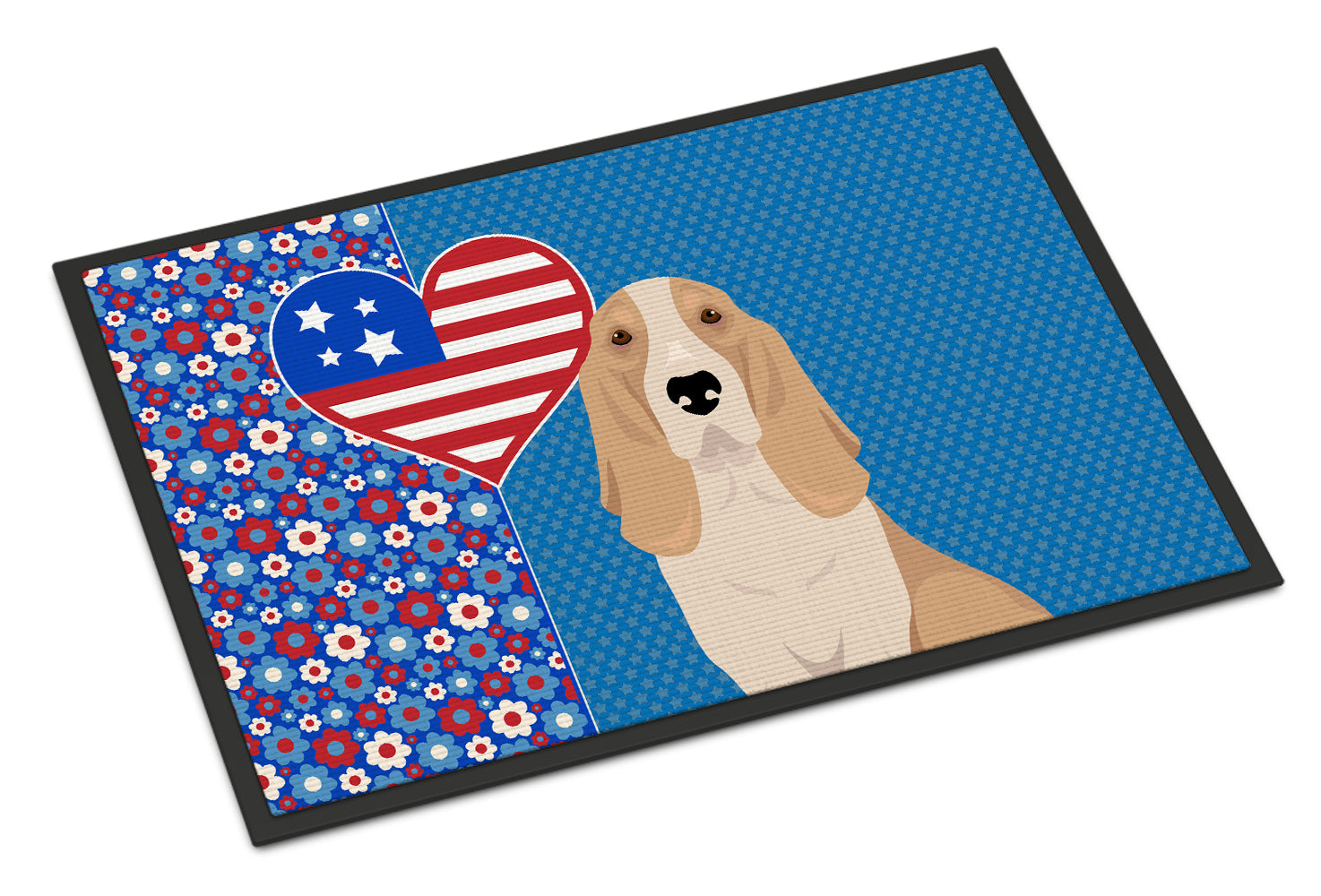 Buy this Lemon and White Tricolor Basset Hound USA American Indoor or Outdoor Mat 24x36