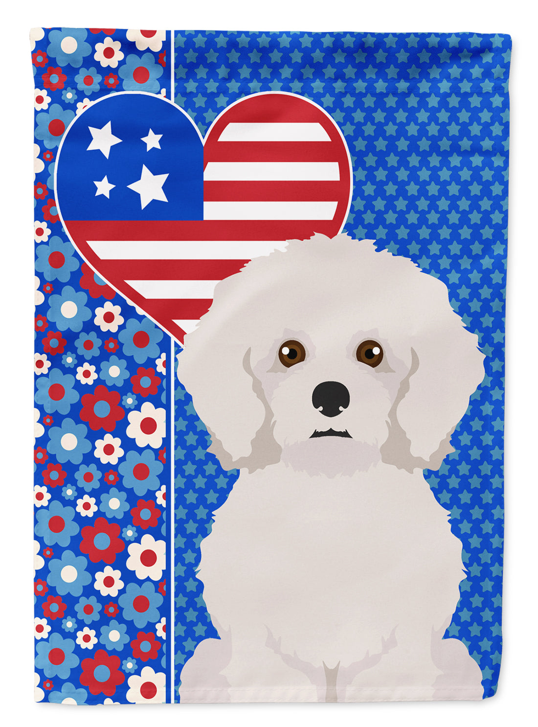 Bichon Frise USA American Flag Garden Size  the-store.com.