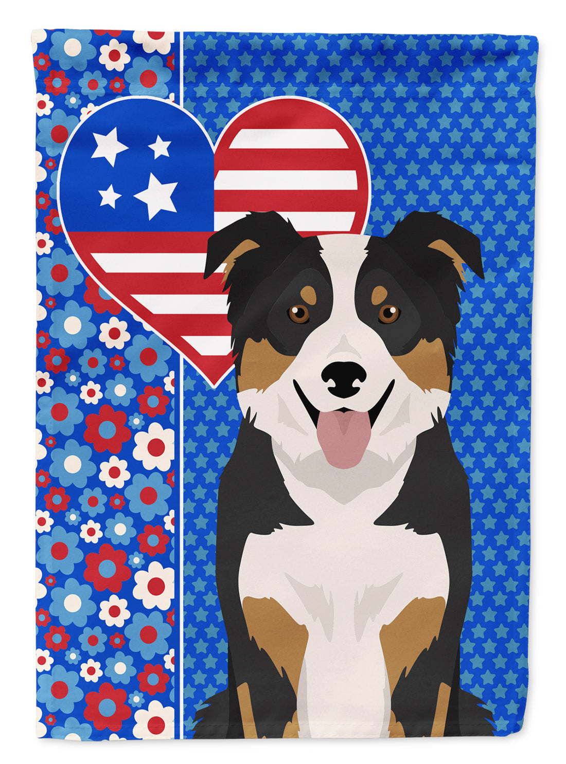 Tricolor Border Collie USA American Flag Garden Size  the-store.com.