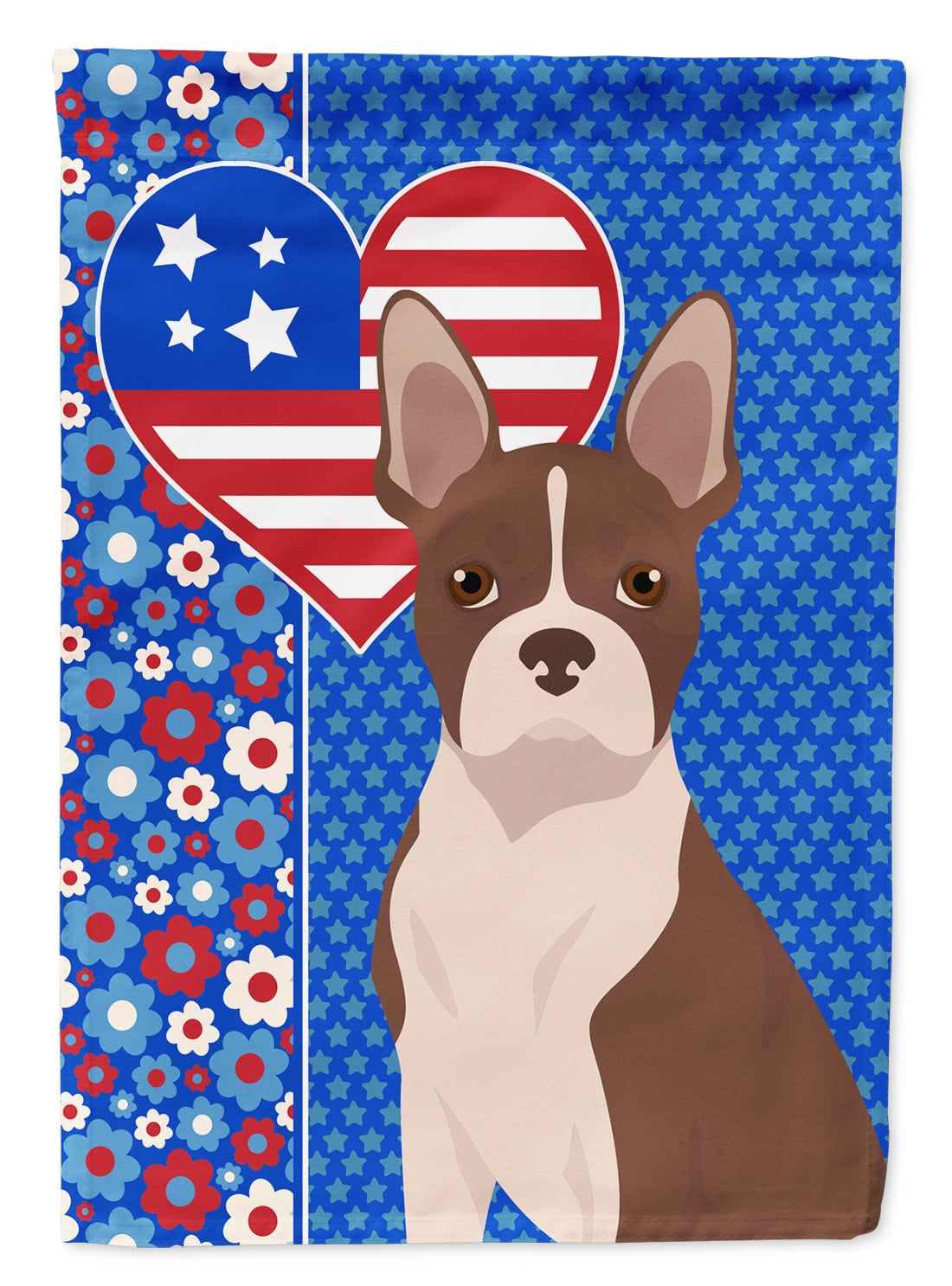 Red Boston Terrier USA American Flag Garden Size  the-store.com.