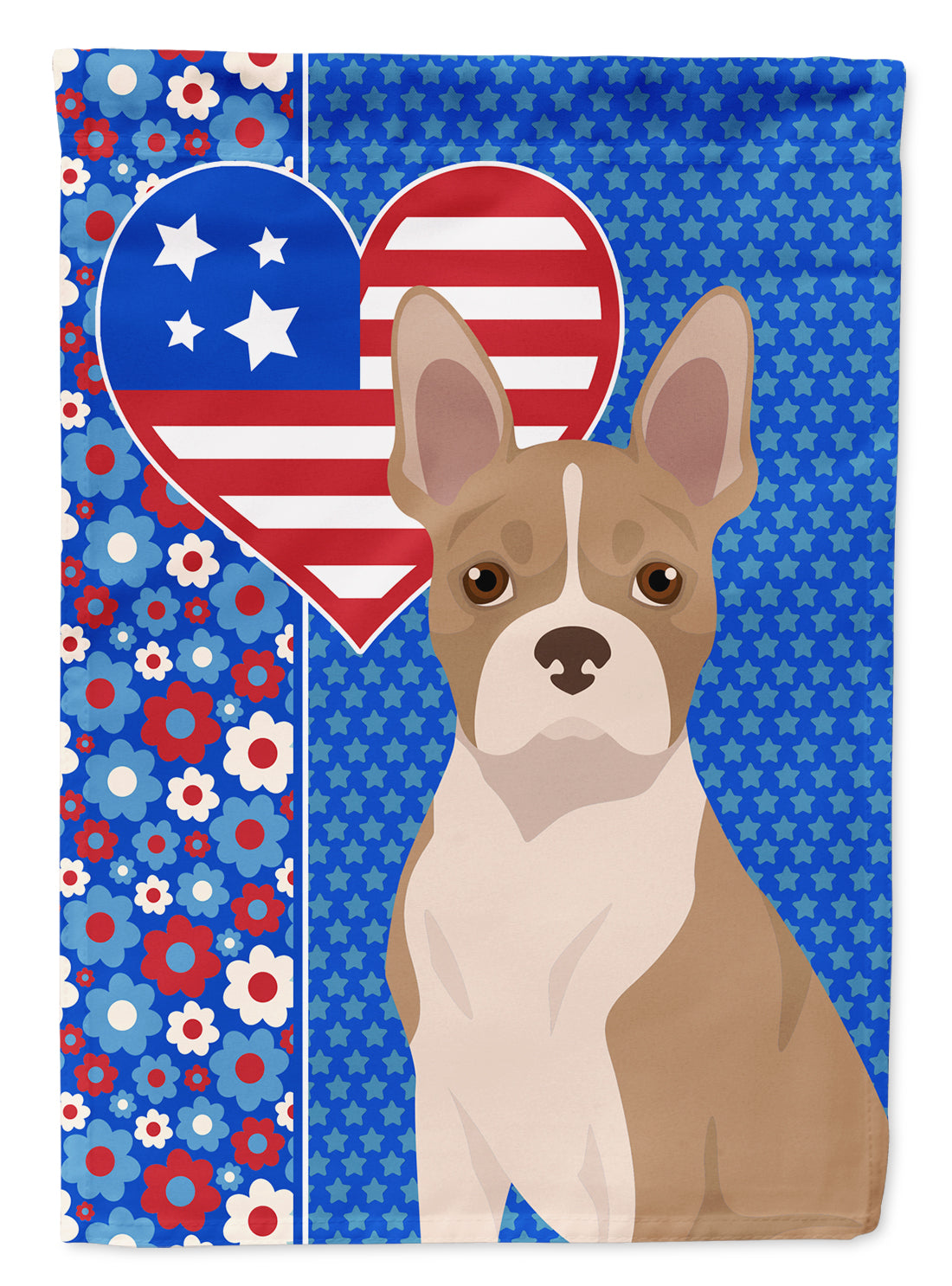 Fawn Boston Terrier USA American Flag Garden Size  the-store.com.