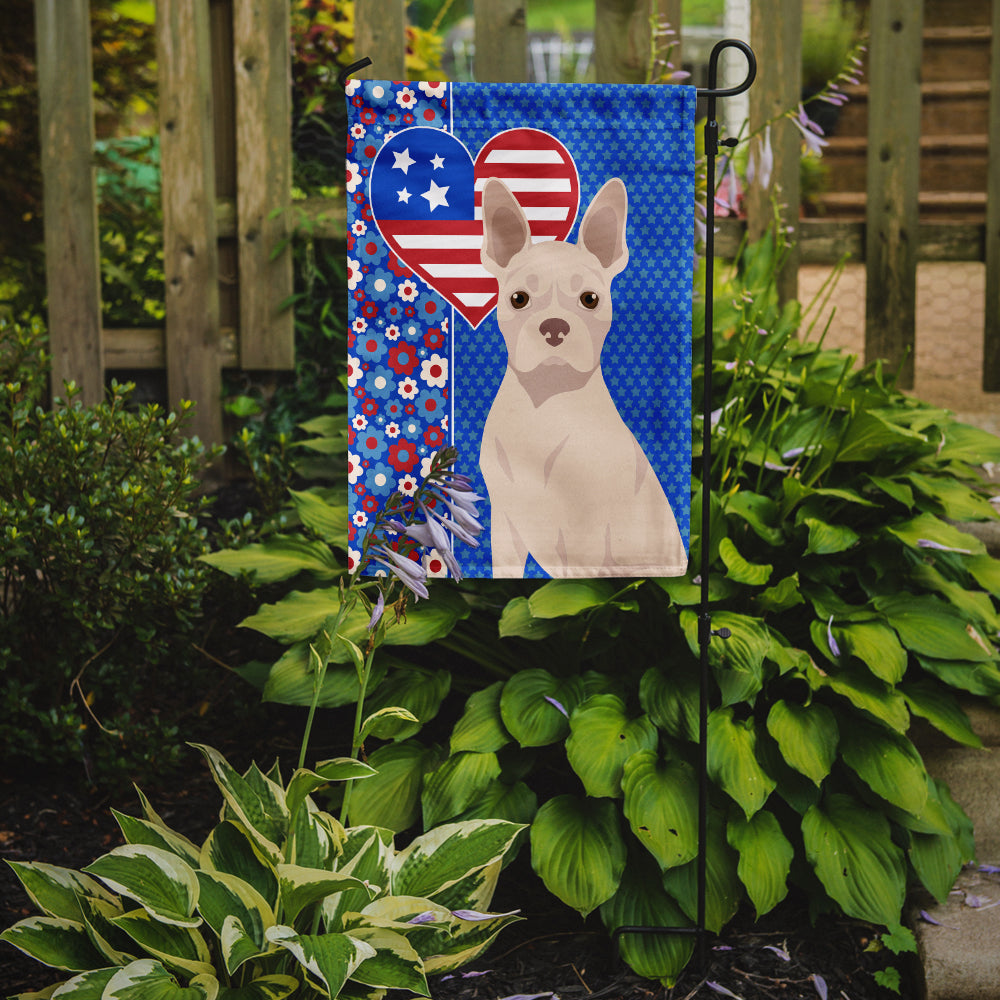 White Boston Terrier USA American Flag Garden Size  the-store.com.