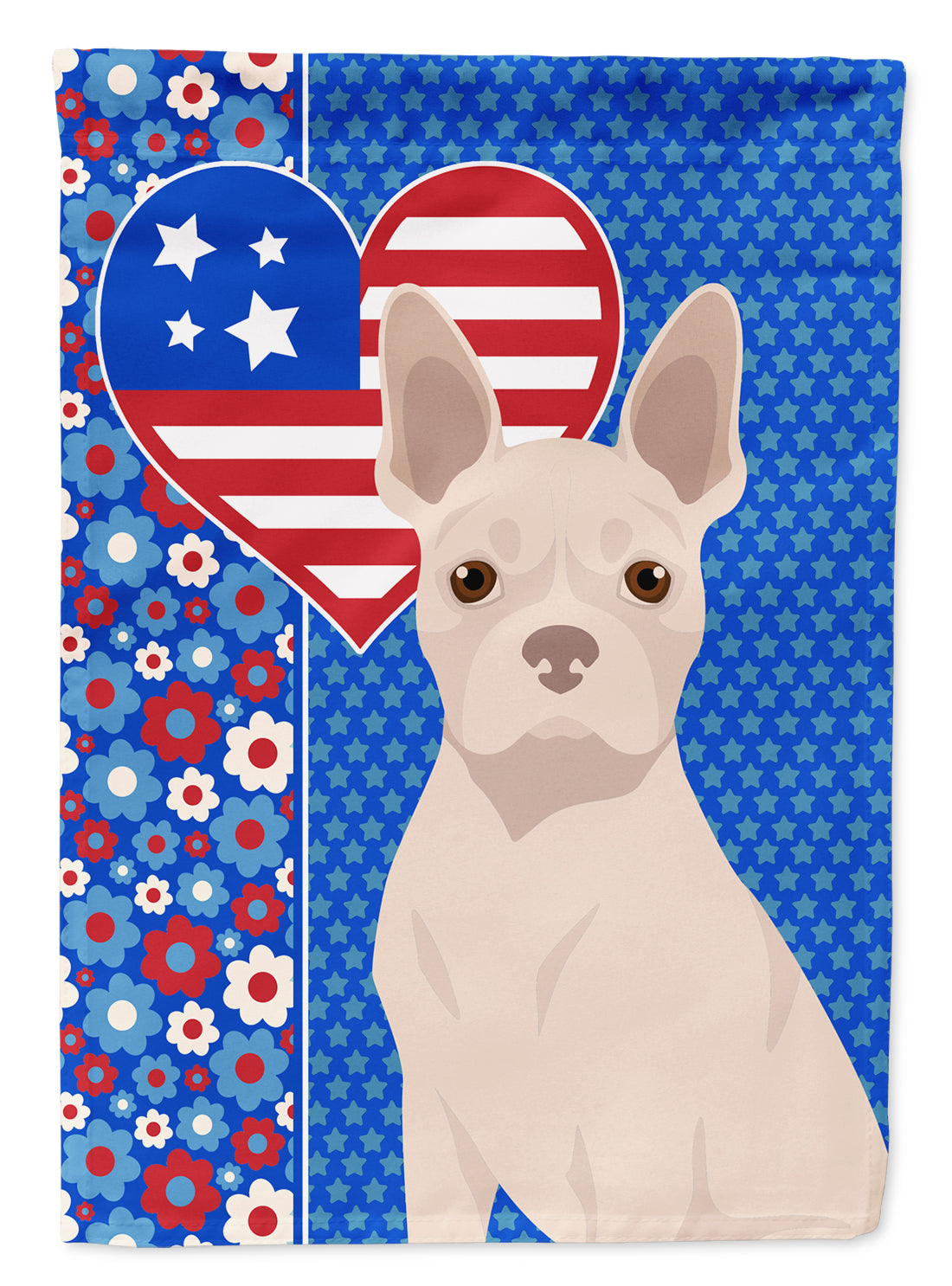 White Boston Terrier USA American Flag Garden Size  the-store.com.