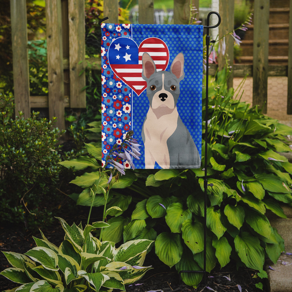 Blue Boston Terrier USA American Flag Garden Size  the-store.com.