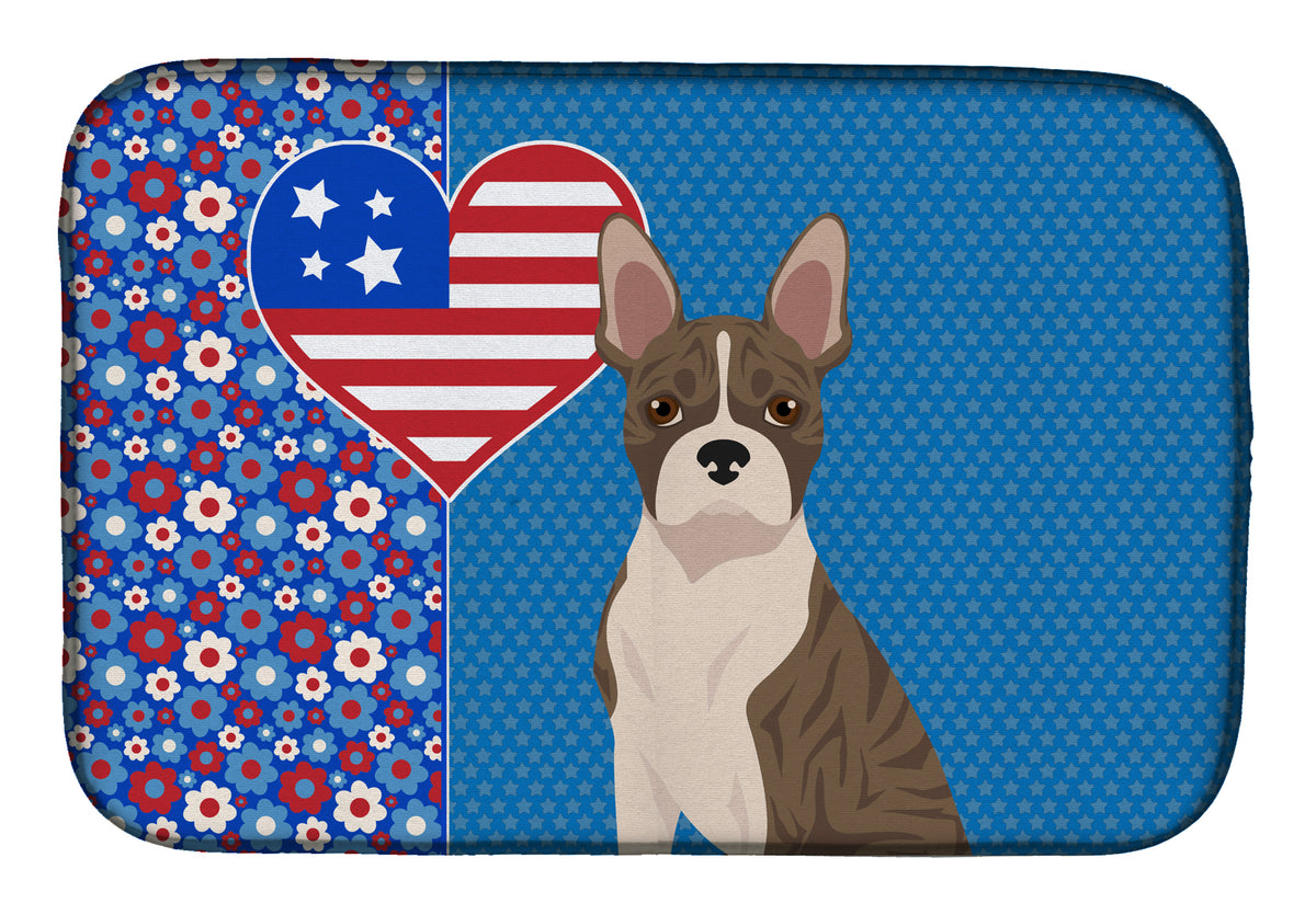 Brindle Boston Terrier USA American Dish Drying Mat  the-store.com.