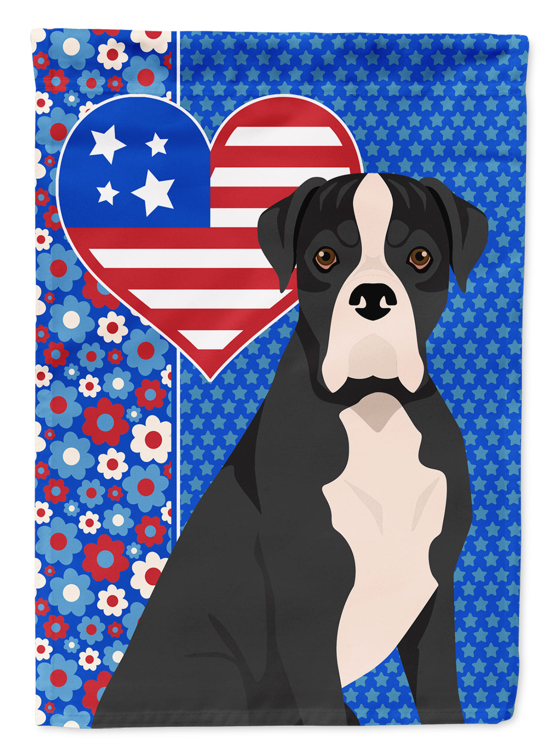 Natural Eared Black Boxer USA American Flag Garden Size  the-store.com.