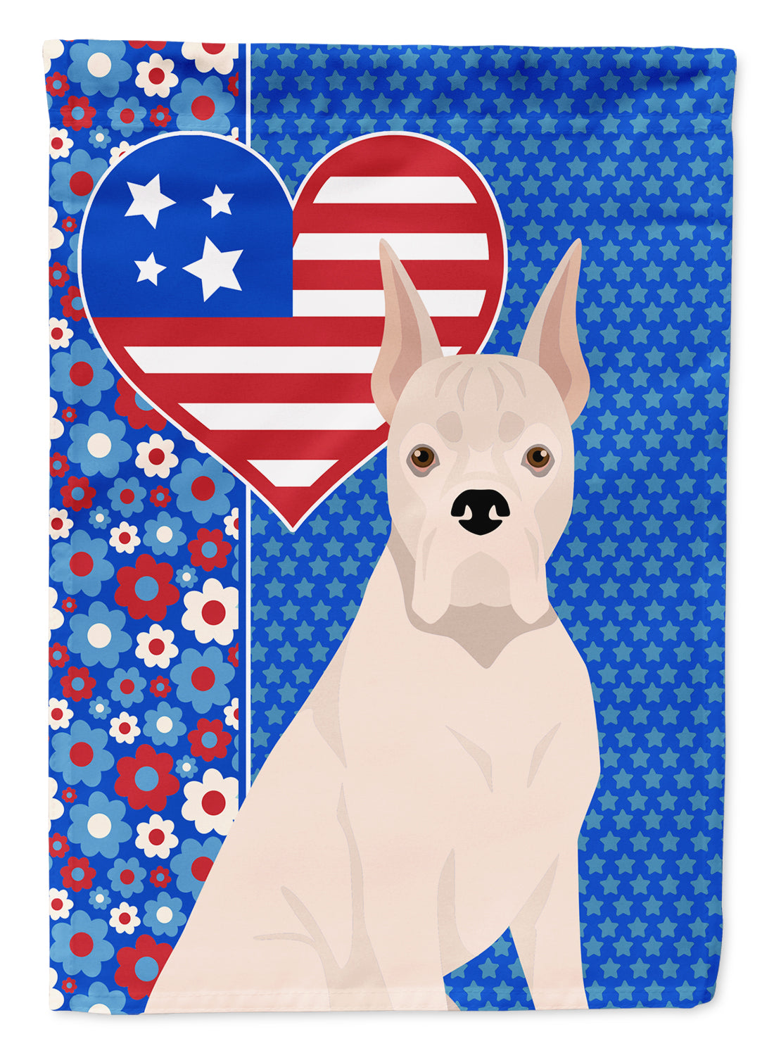 White Boxer USA American Flag Garden Size  the-store.com.