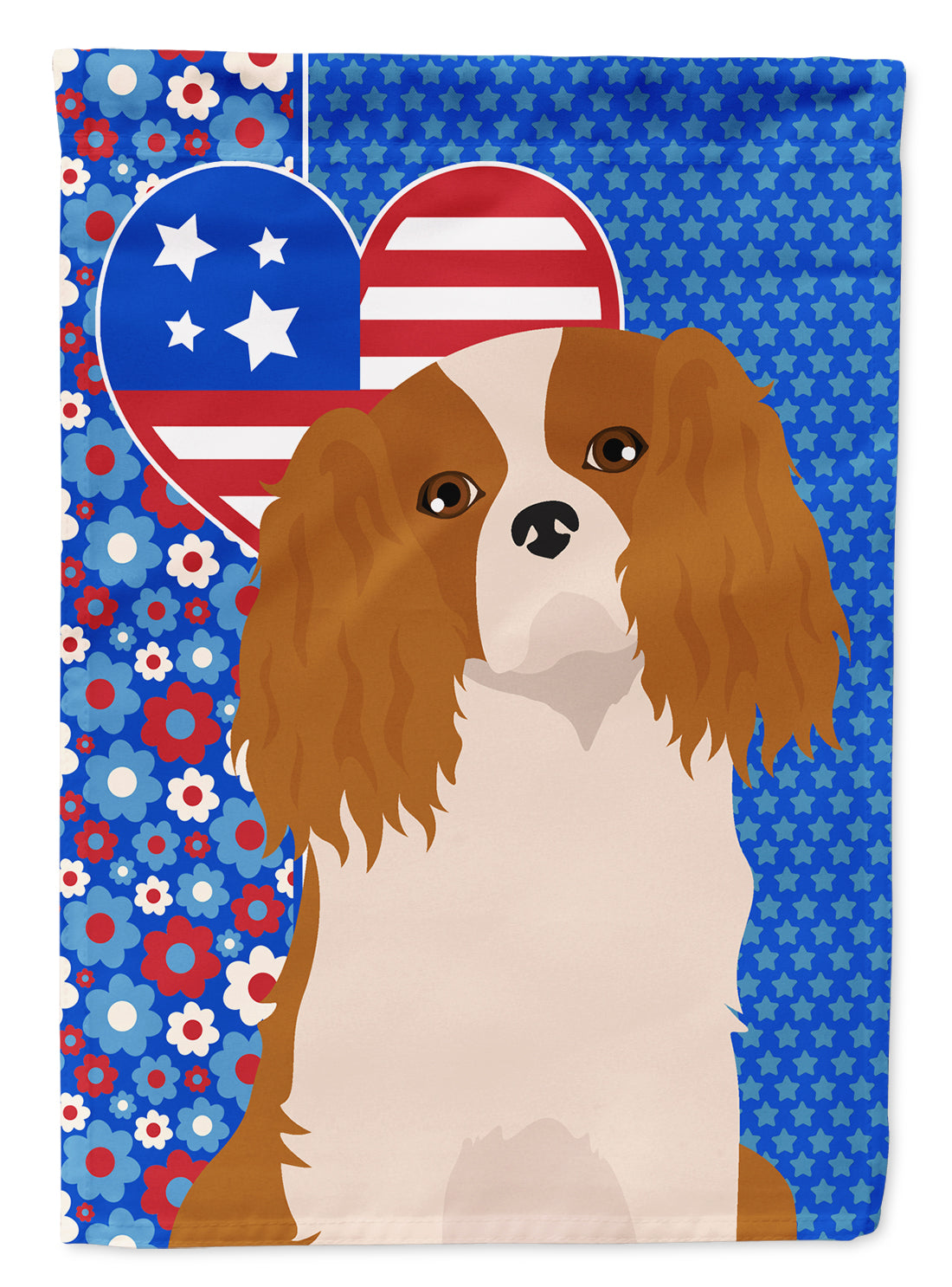 Blenheim Cavalier Spaniel USA American Flag Garden Size  the-store.com.