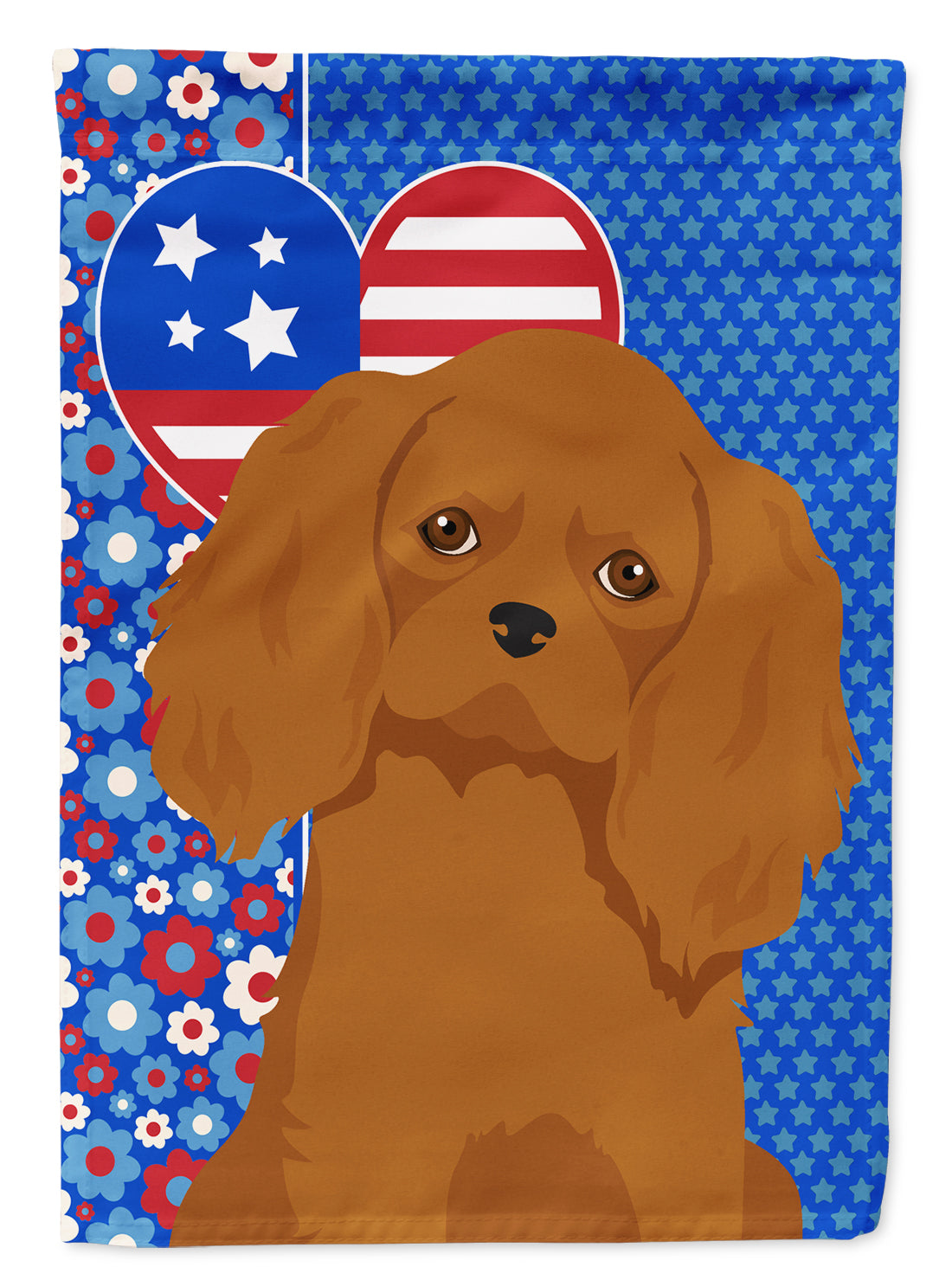 Ruby Cavalier Spaniel USA American Flag Garden Size  the-store.com.