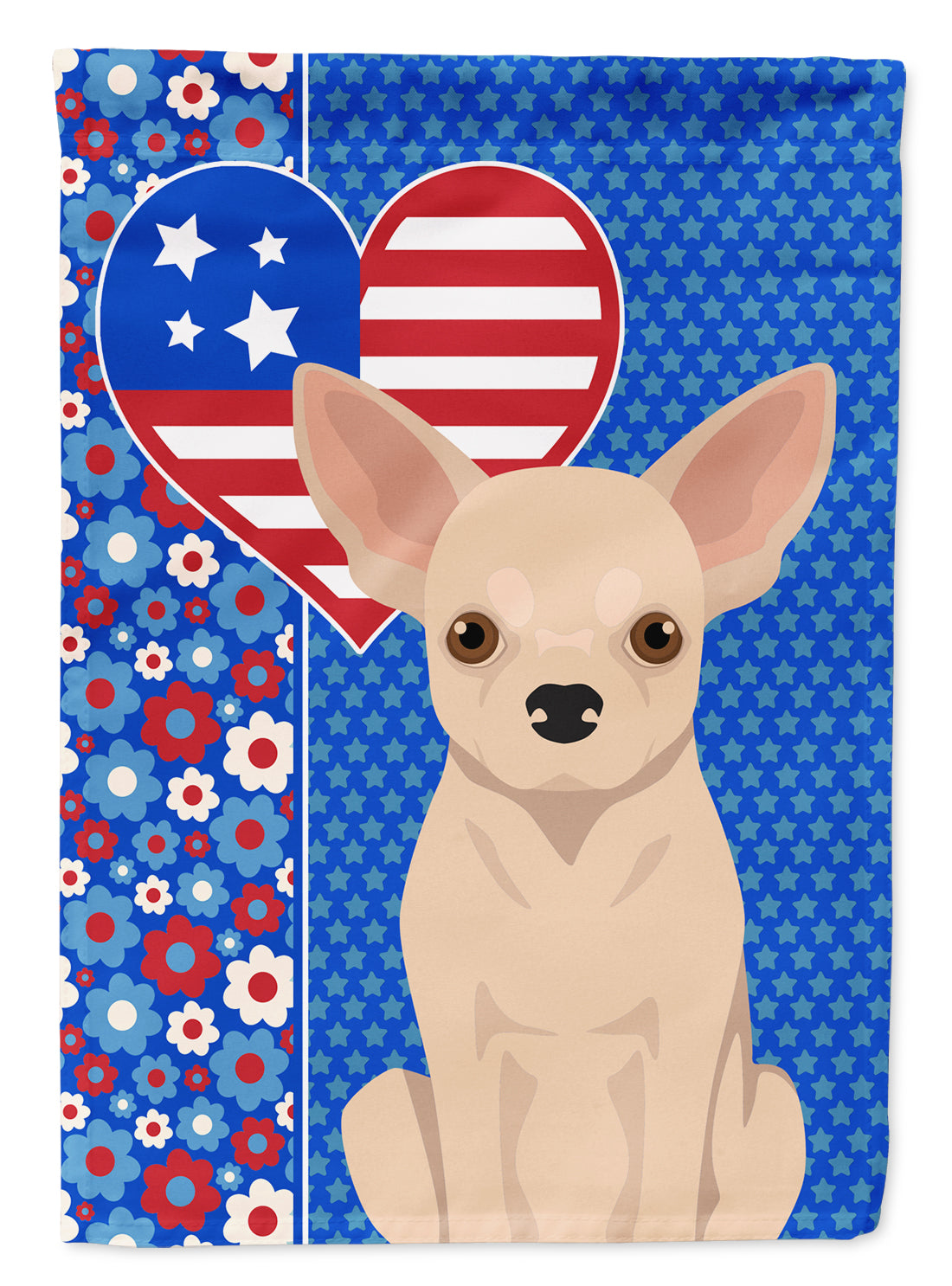 Fawn Chihuahua USA American Flag Garden Size  the-store.com.