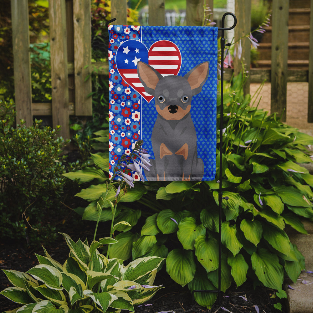 Blue and Tan Chihuahua USA American Flag Garden Size  the-store.com.