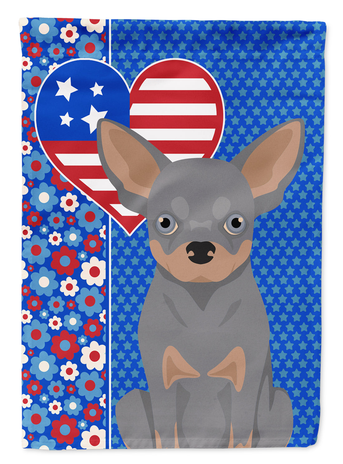 Blue and Tan Chihuahua USA American Flag Garden Size  the-store.com.