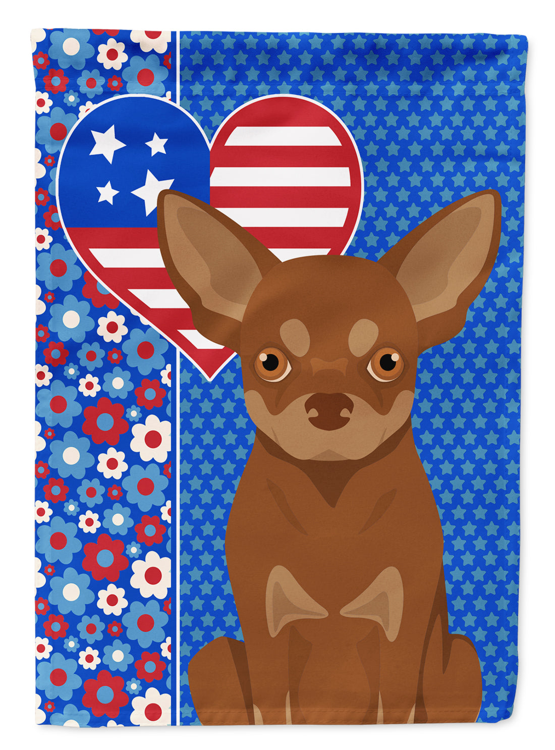 Chocolate and Tan Chihuahua USA American Flag Garden Size  the-store.com.