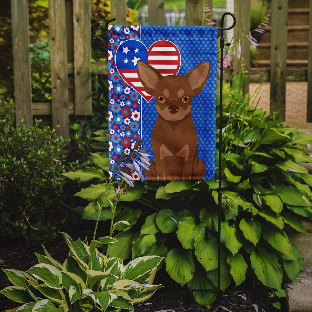 Chocolate and Tan Chihuahua USA American Flag Garden Size  the-store.com.