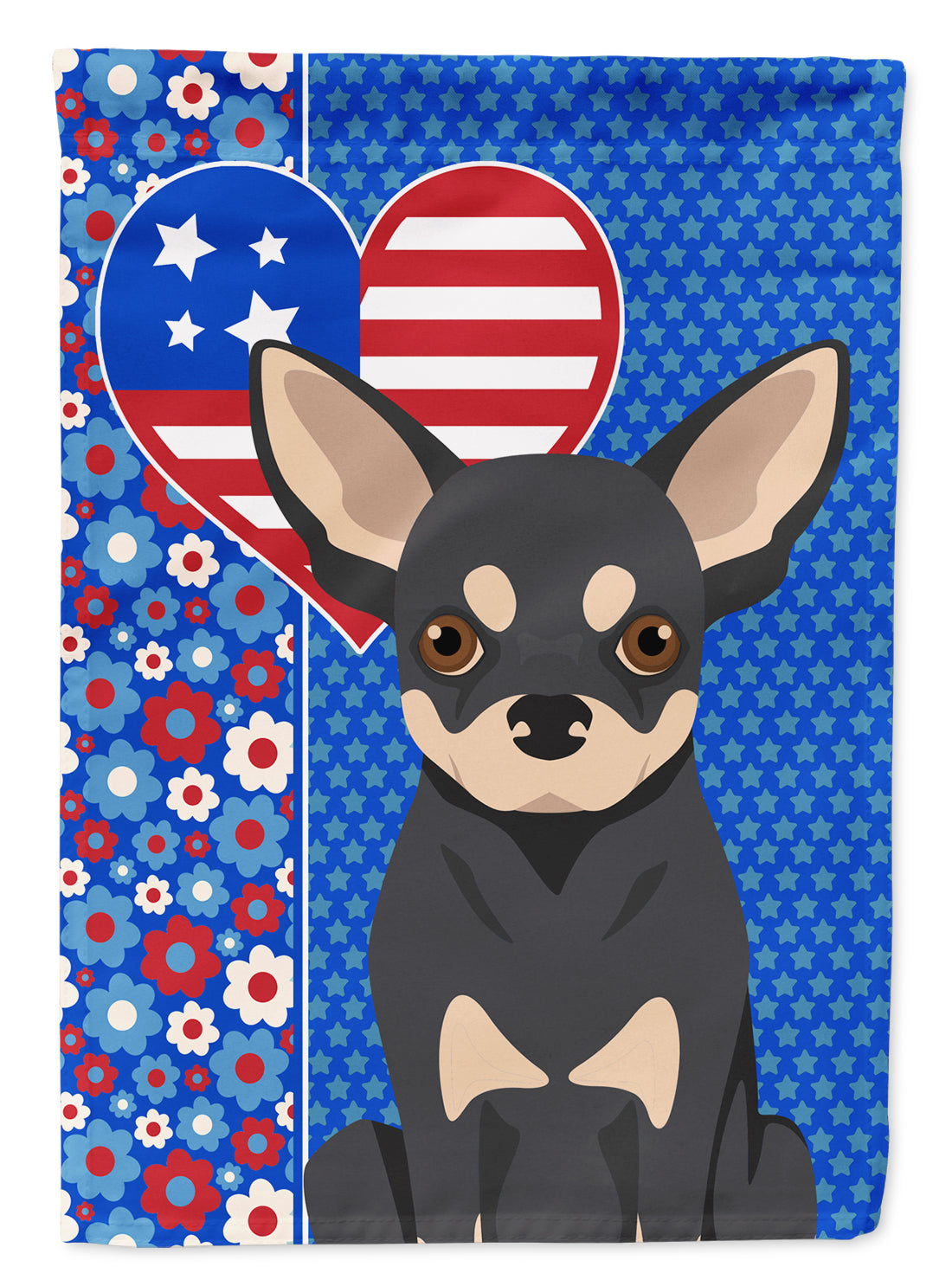 Black and Cream Chihuahua USA American Flag Garden Size  the-store.com.