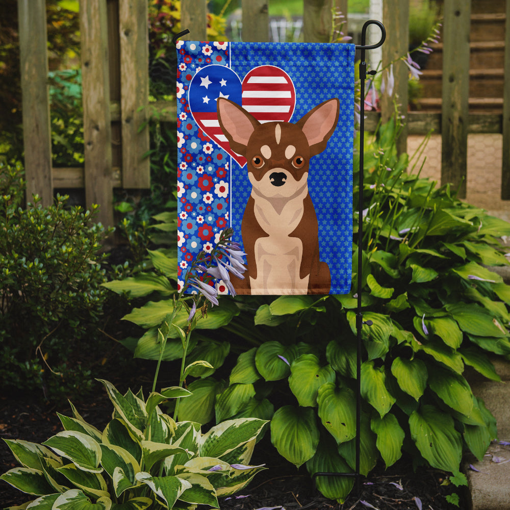 Red and White Chihuahua USA American Flag Garden Size  the-store.com.