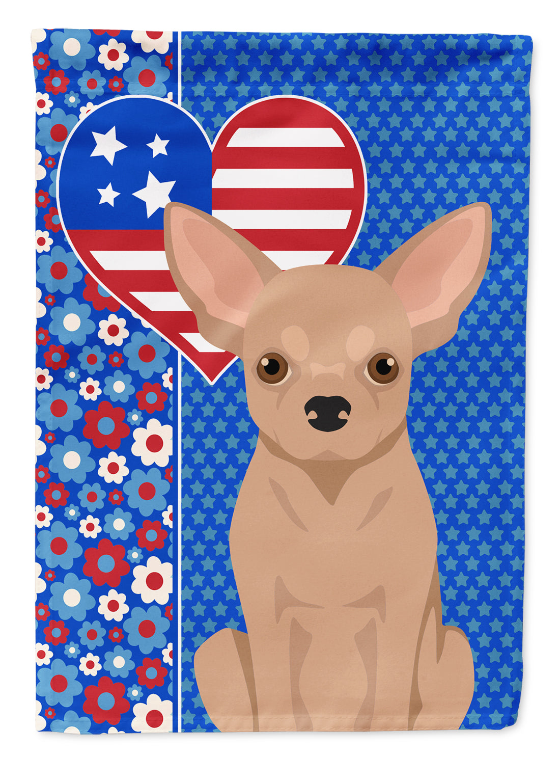 Cream Chihuahua USA American Flag Garden Size  the-store.com.