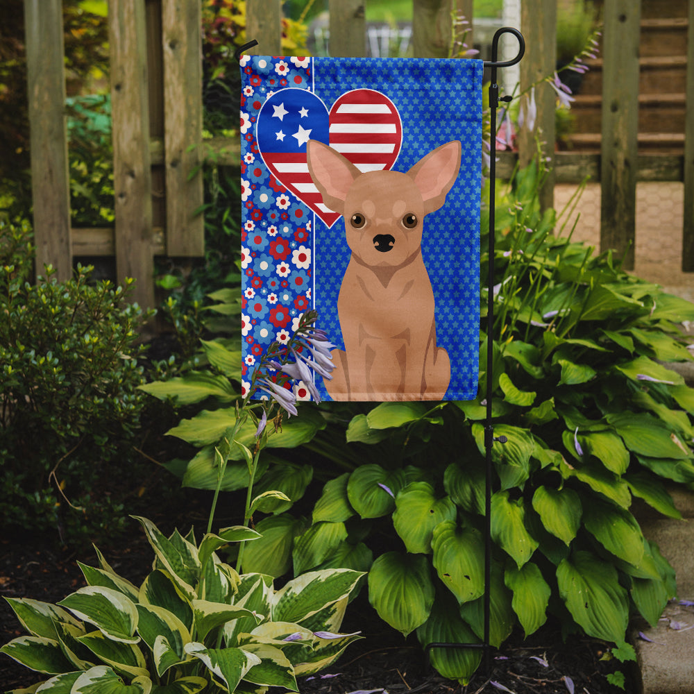 Cream Chihuahua USA American Flag Garden Size  the-store.com.