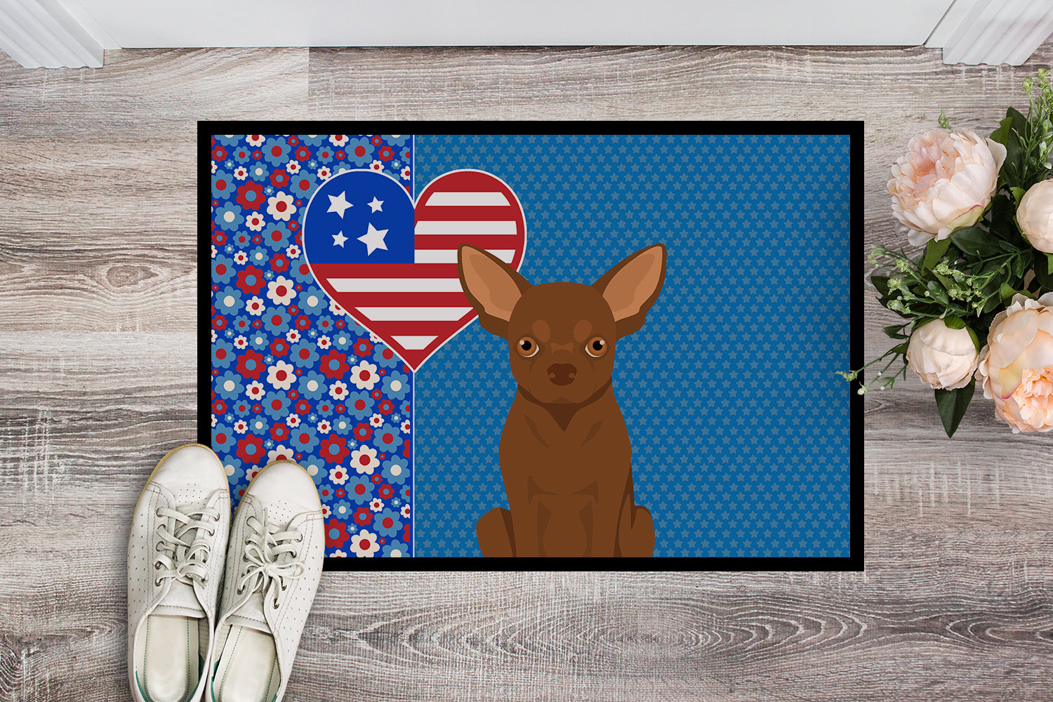 Chocolate Chihuahua USA American Indoor or Outdoor Mat 24x36 - the-store.com