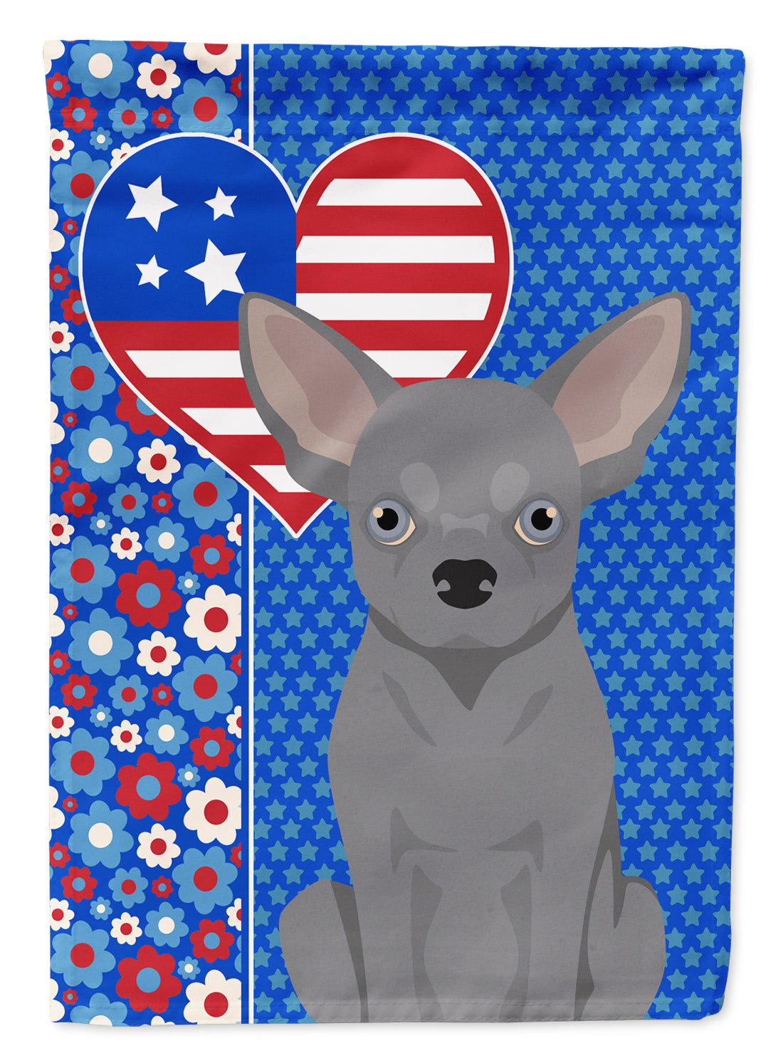 Blue Chihuahua USA American Flag Garden Size  the-store.com.