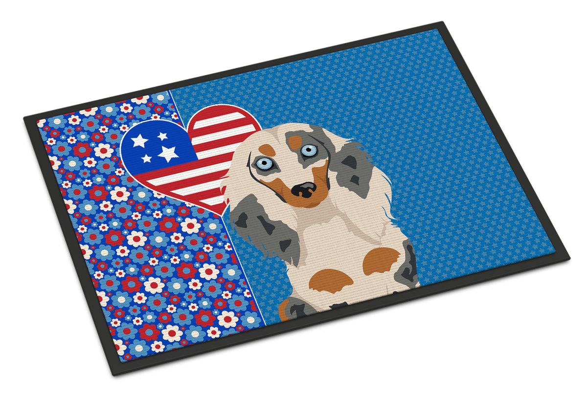 Buy this Longhair Cream Dapple Dachshund USA American Indoor or Outdoor Mat 24x36