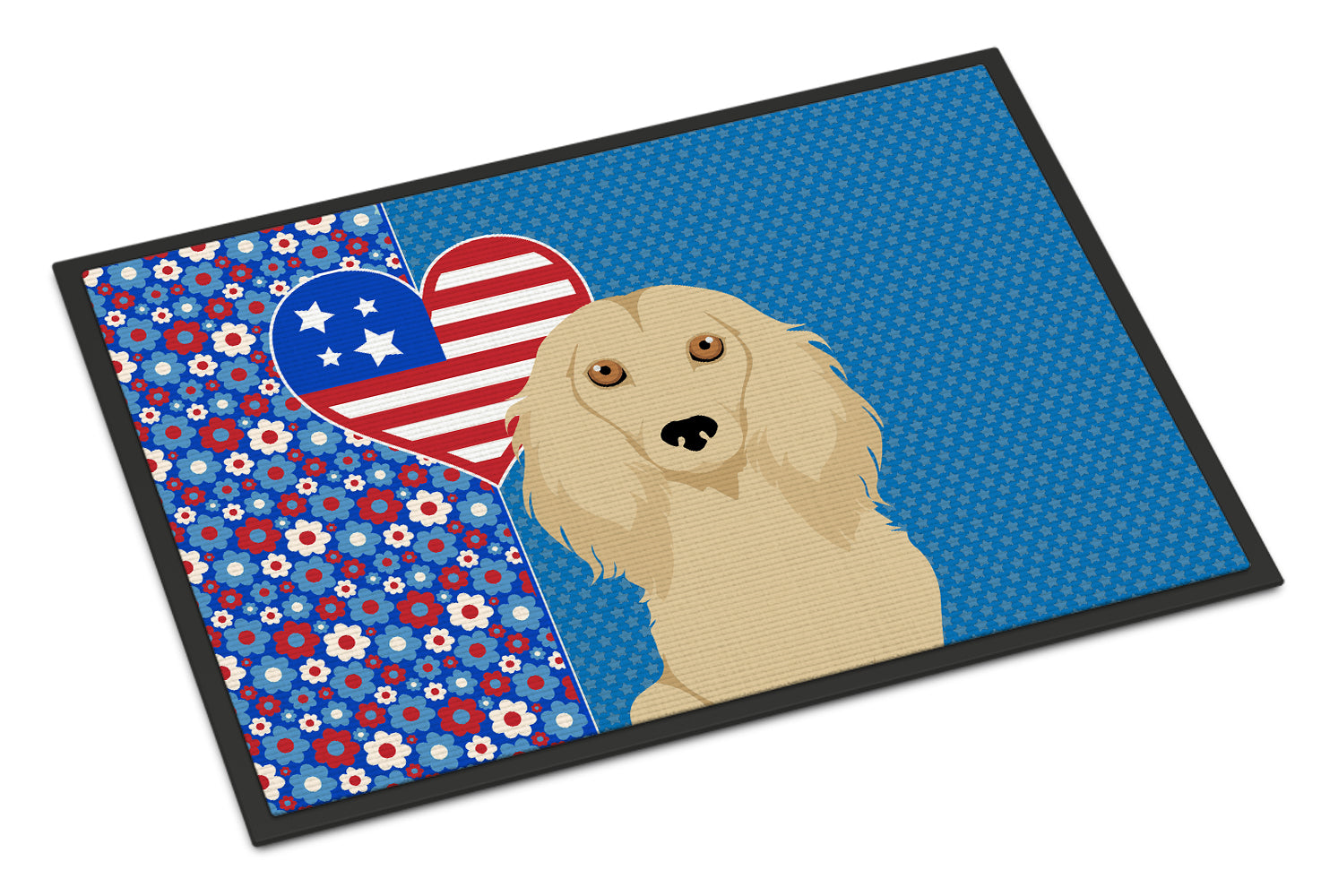 Buy this Longhair Cream Dachshund USA American Indoor or Outdoor Mat 24x36