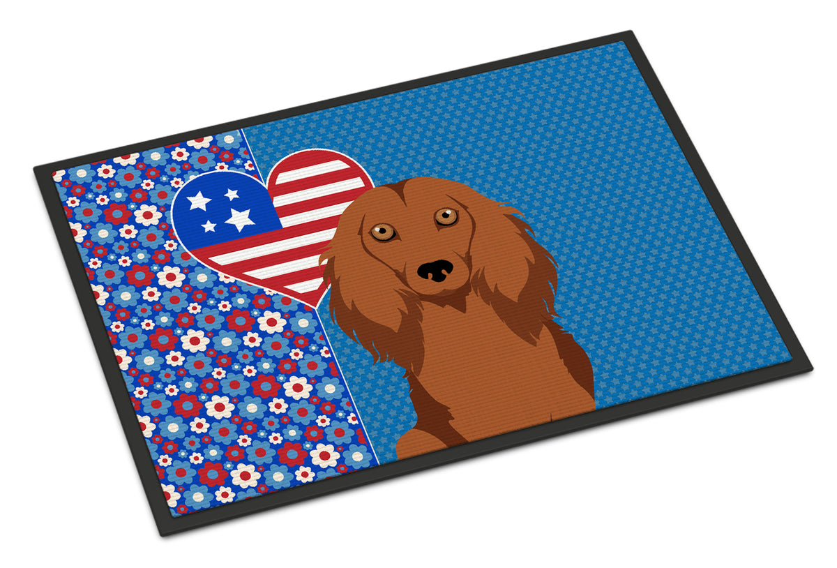 Buy this Longhair Red Dachshund USA American Indoor or Outdoor Mat 24x36