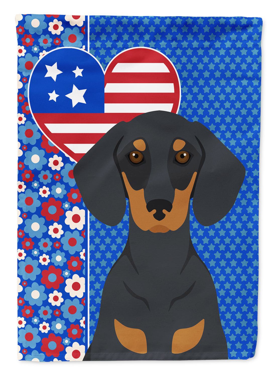 Black and Tan Dachshund USA American Flag Garden Size  the-store.com.