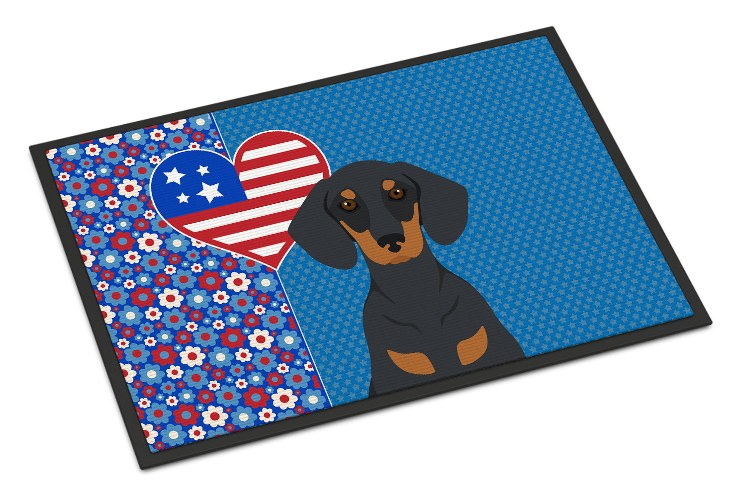 Buy this Black and Tan Dachshund USA American Indoor or Outdoor Mat 24x36