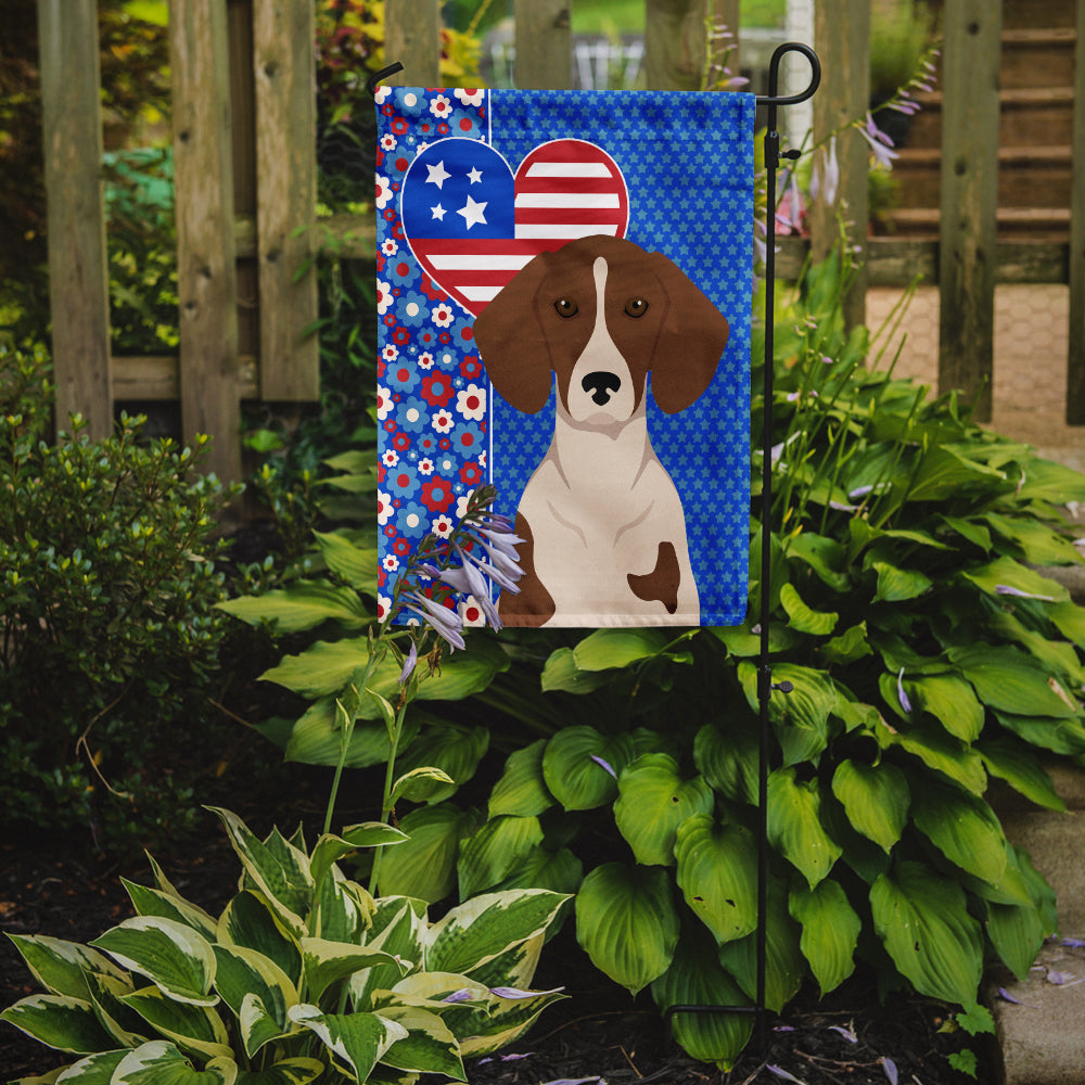 Red Piebald Dachshund USA American Flag Garden Size  the-store.com.