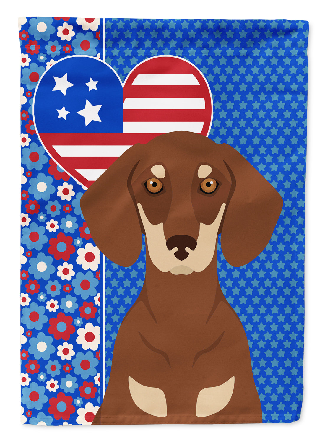 Chocolate and Cream Dachshund USA American Flag Garden Size  the-store.com.