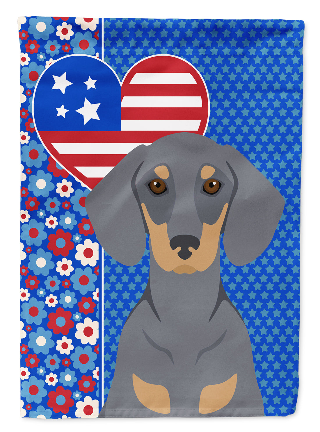 Blue and Tan Dachshund USA American Flag Garden Size