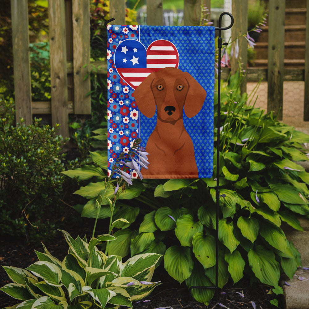 Red Dachshund USA American Flag Garden Size  the-store.com.