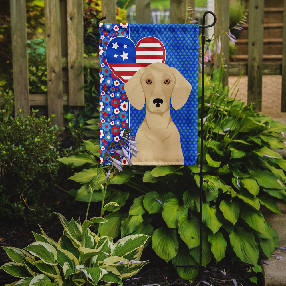 Cream Dachshund USA American Flag Garden Size  the-store.com.