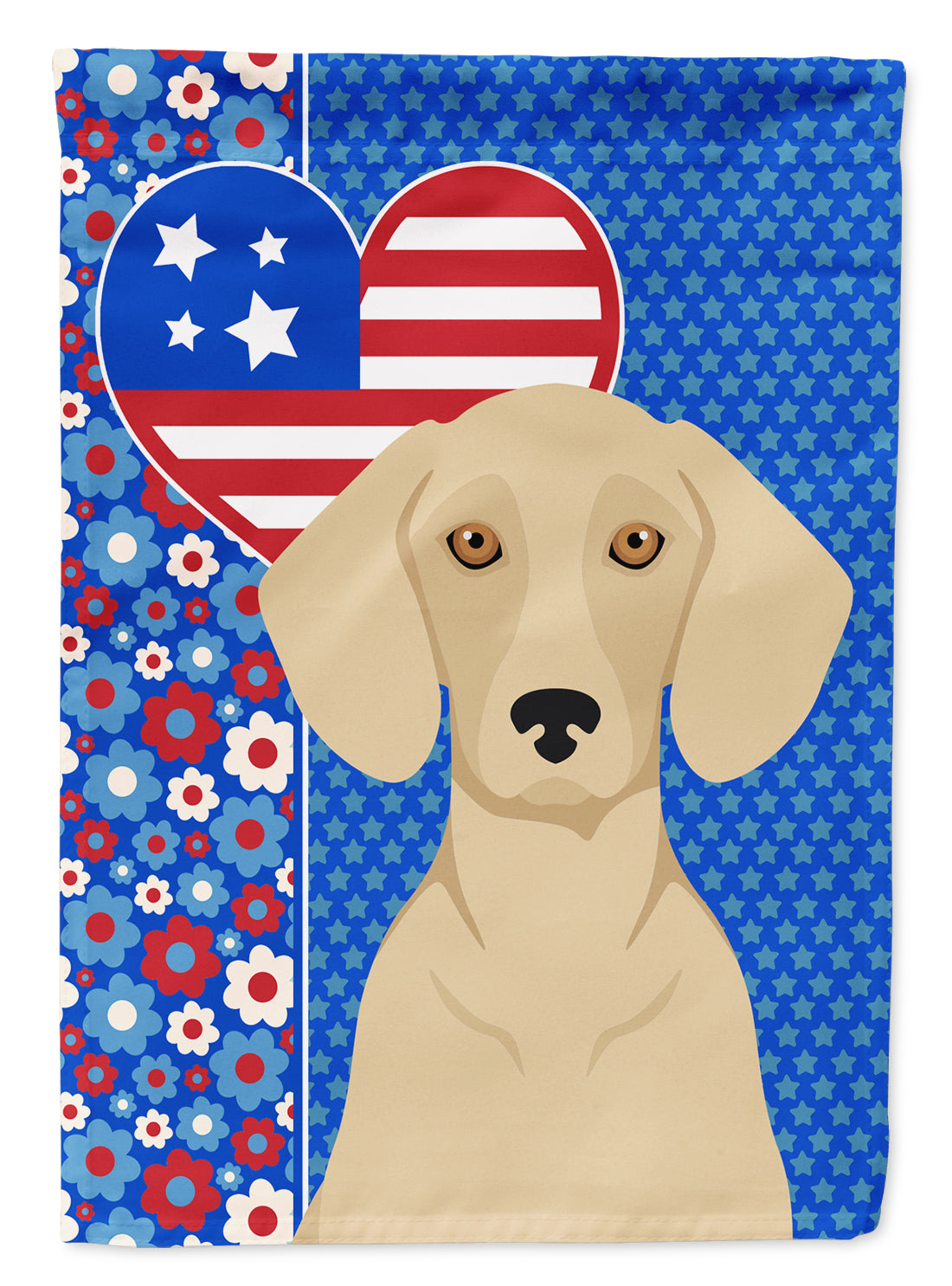 Cream Dachshund USA American Flag Garden Size  the-store.com.