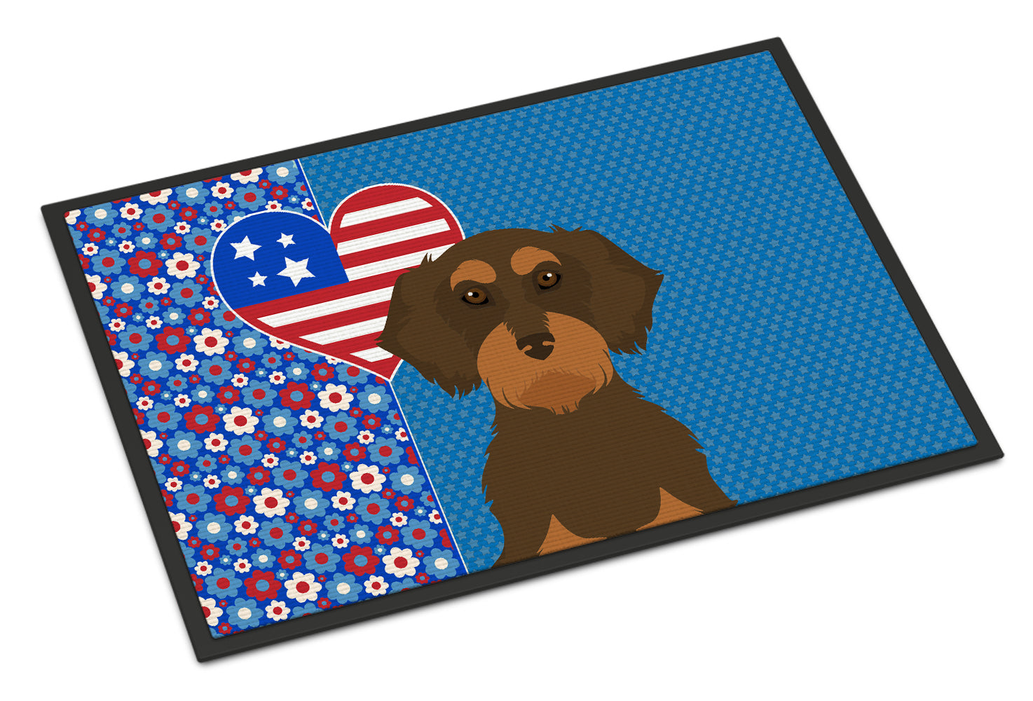 Buy this Wirehair Chocolate and Tan Dachshund USA American Indoor or Outdoor Mat 24x36