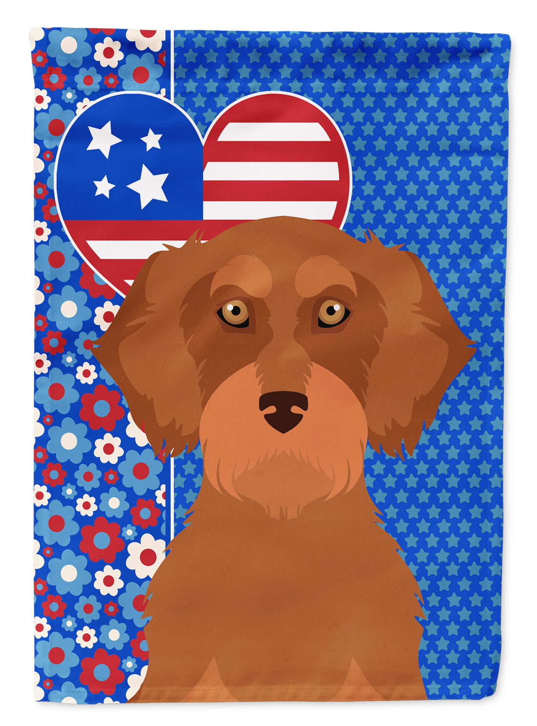 Wirehair Red Dachshund USA American Flag Garden Size  the-store.com.