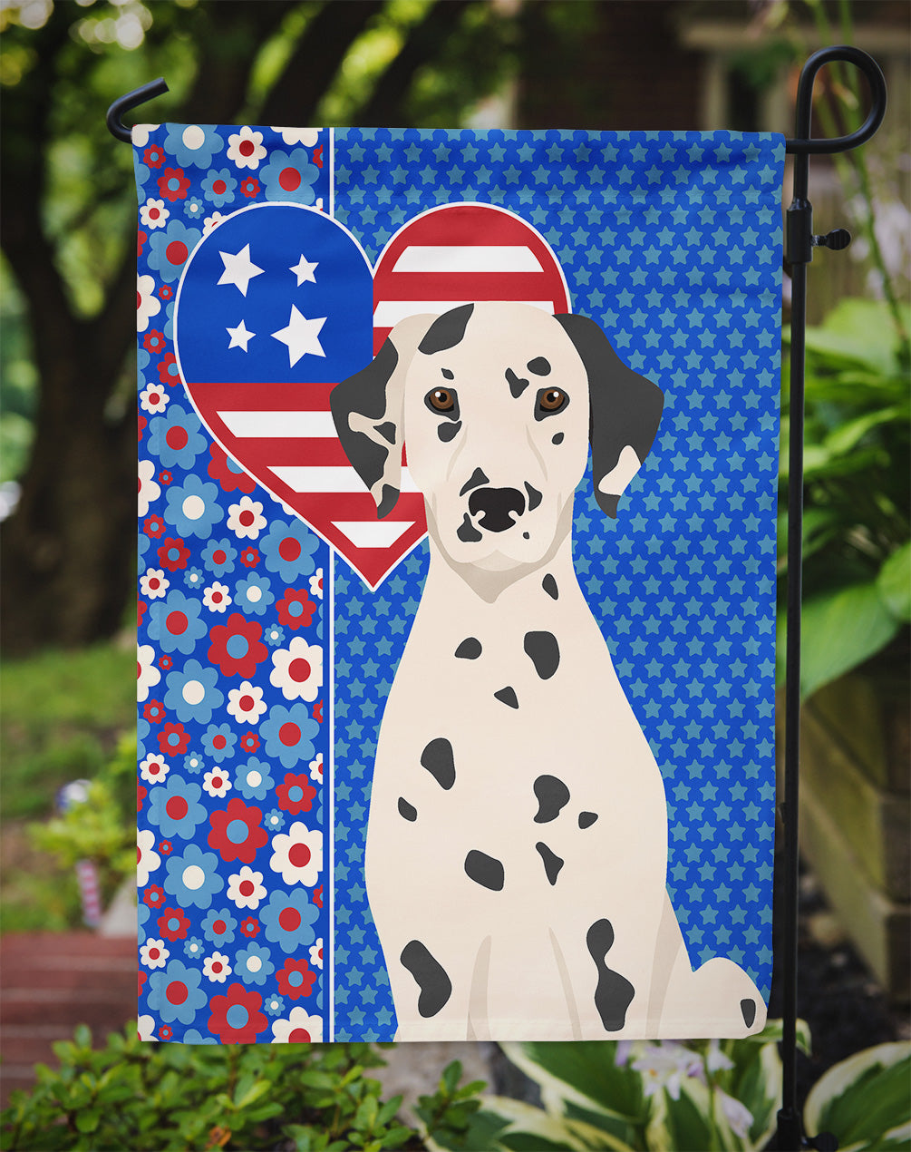 Dalmatian USA American Flag Garden Size  the-store.com.