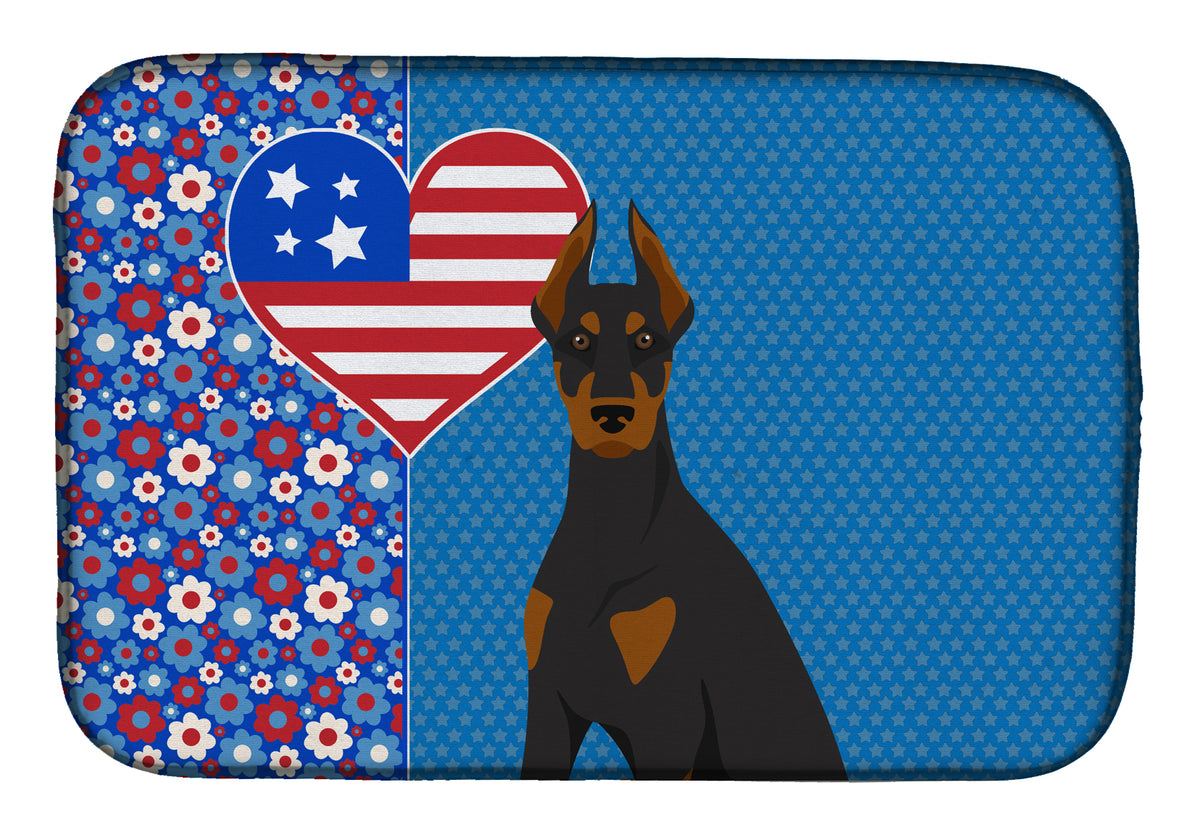 Black and Tan Doberman Pinscher USA American Dish Drying Mat  the-store.com.